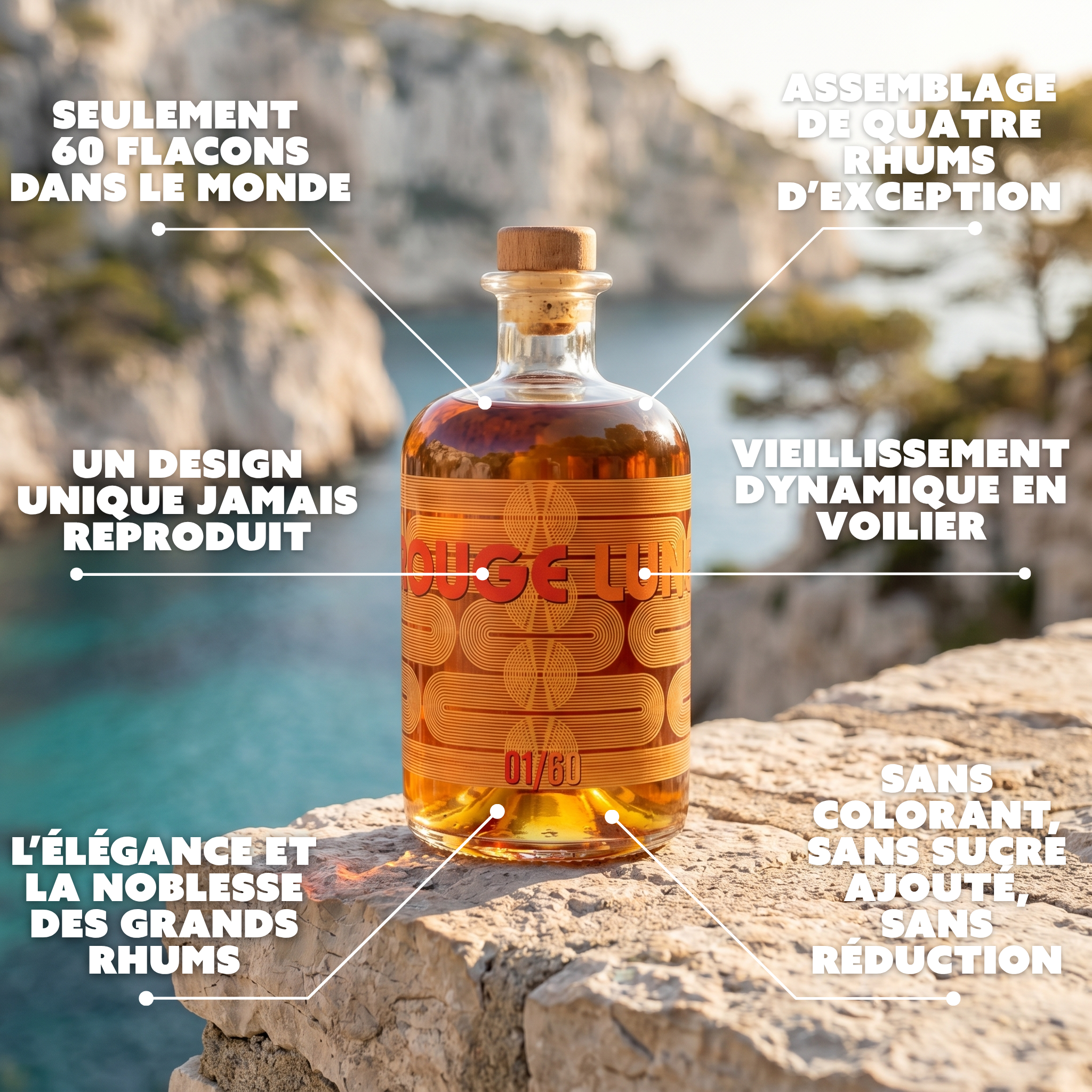 Rouge Lune X Manikou - Rhum vieilli en mer (finition grand arôme) - Edition Limitée (60 flacons)