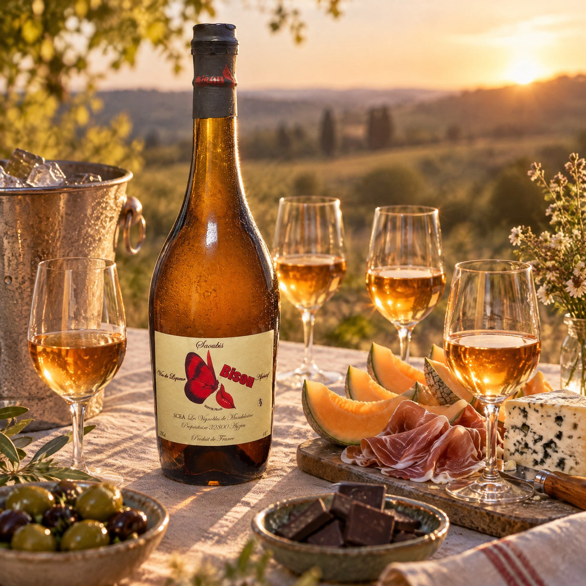Table d'apéritif avec le Bisou