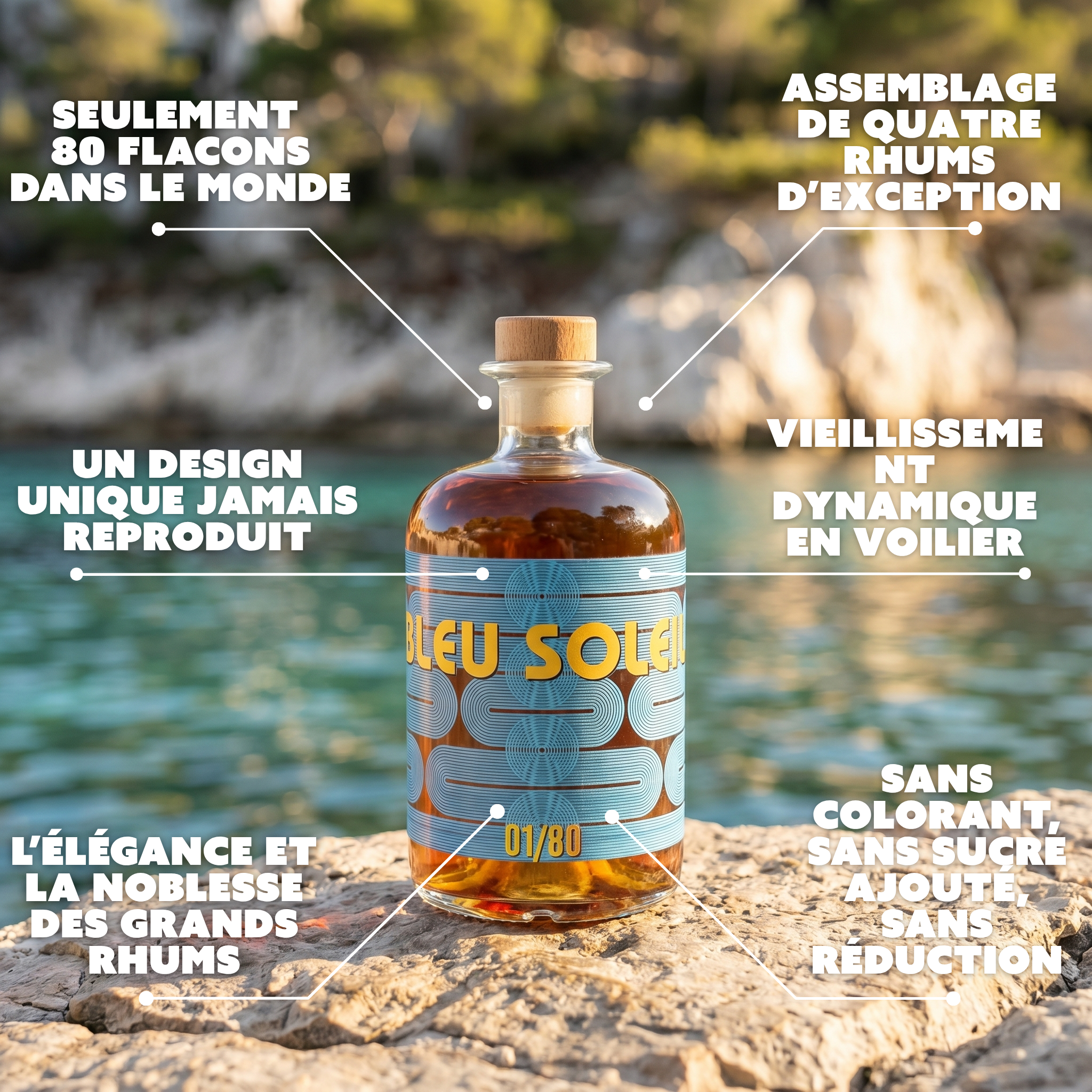 Bleu Soleil X Manikou -  Rhum vieilli en mer - Edition Limitée (80 flacons)